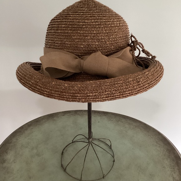 Helen Kaminski Rolled Brim Raffia Brown Hat with Bow main image 8